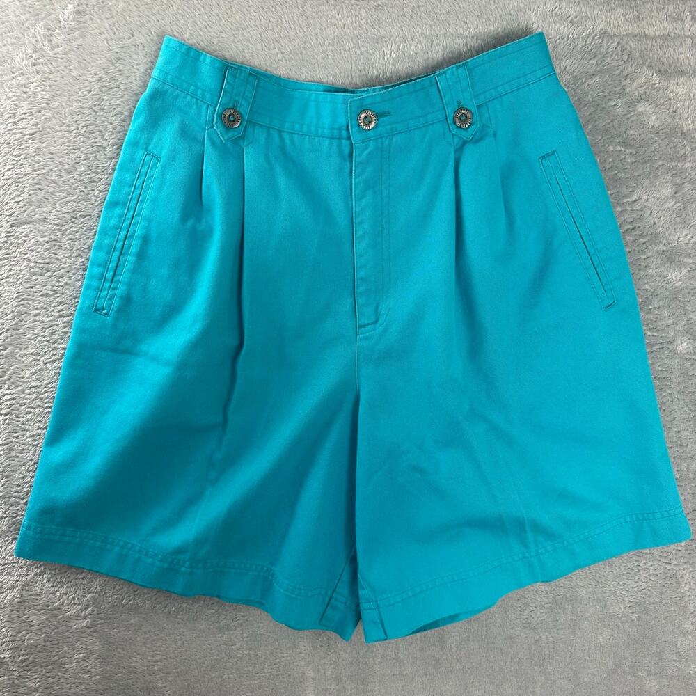 Vintage 90s Liz Claiborne Liz Sport High Waisted Pleated Short Turoquise Blue 8